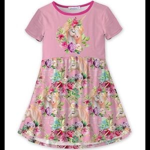 🦄 Pink Floral Unicorn A-line Dress 🦄
